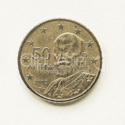 Vintage Greek 50 cent coin