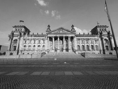 Reichstag parliament in Berlin in black and white