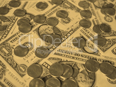 Dollar coins and notes - vintage