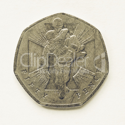 Vintage UK 50 pence coin