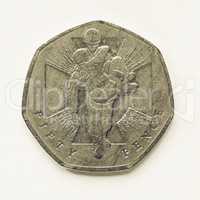 Vintage UK 50 pence coin