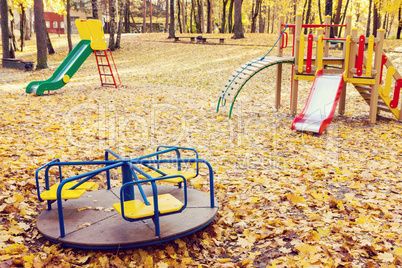 Empty playground at autumn