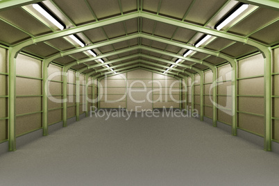 Empty Warehouse inside, 3d illustration