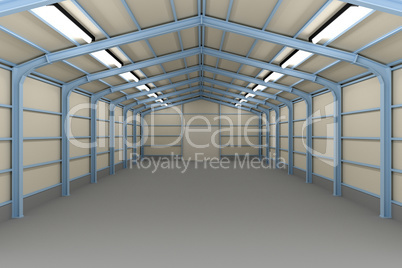 Empty Warehouse inside, 3d illustration