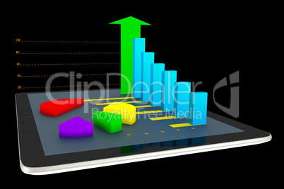 Diagram on tablet, 3d illustration