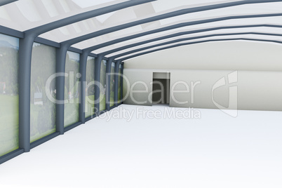 Empty commercial hall inside, 3d illustration