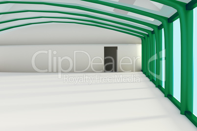 Empty commercial hall inside, 3d illustration