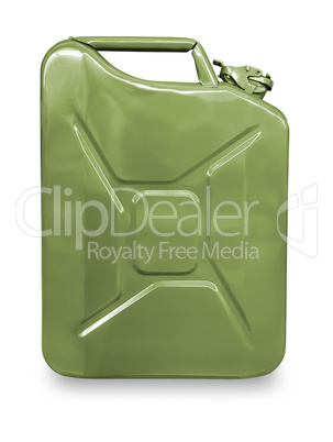 Green metal canister for gasoline