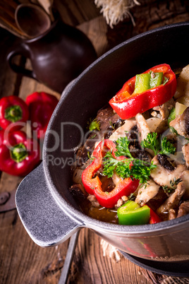 Goulash with colored vegetables