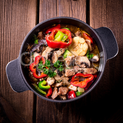 Goulash with colored vegetables