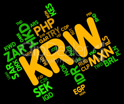 Krw Currency Represents South Korean Wons And Broker