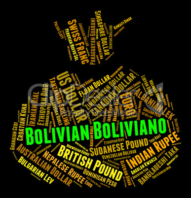 Bolivian Boliviano Indicates Worldwide Trading And Coin