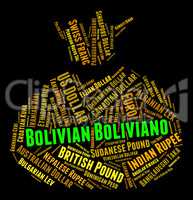 Bolivian Boliviano Indicates Worldwide Trading And Coin