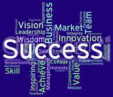 Success Words Represents Victor Succeed And Triumphant