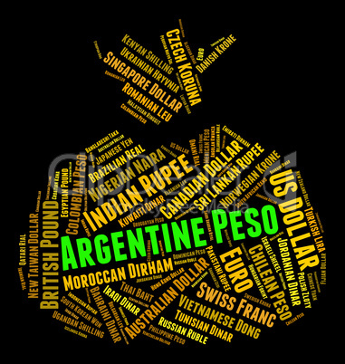 Argentine Peso Shows Currency Exchange And Banknotes