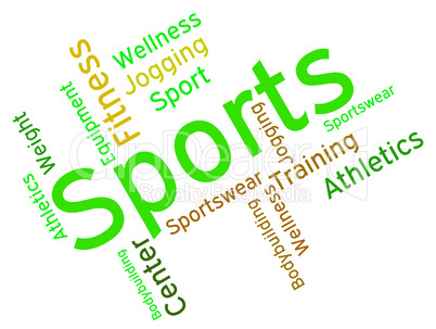 Sports Word Shows Physical Activity And Exercising