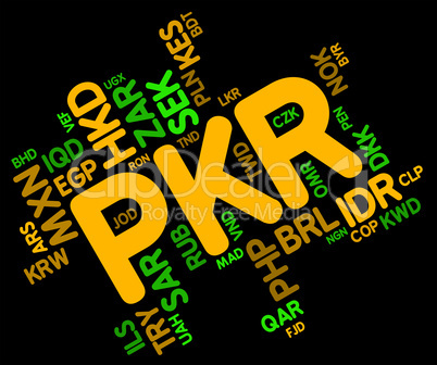 Pkr Currency Represents Pakistan Rupee And Banknotes