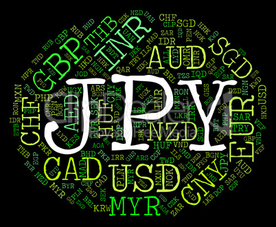Jpy Currency Shows Japan Yen And Broker