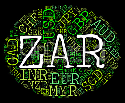 Zar Currency Represents South African Rands And Banknote