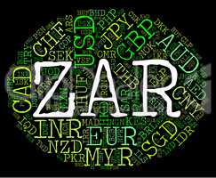 Zar Currency Represents South African Rands And Banknote