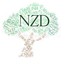 Nzd Currency Indicates New Zealand Dollar And Banknote