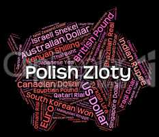 Polish Zloty Represents Currency Exchange And Coinage