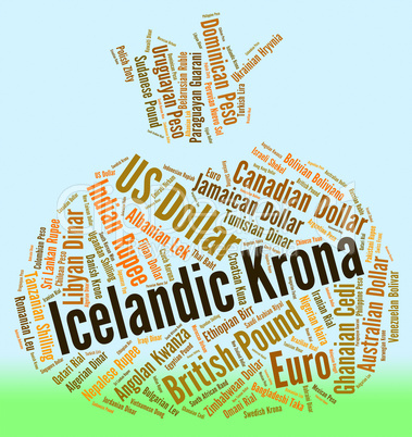 Icelandic Krona Means Currency Exchange And Coin