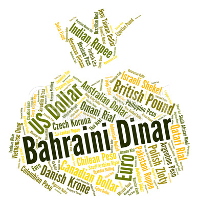 Bahraini Dinar Indicates Currency Exchange And Banknotes