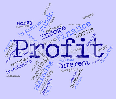 Profit Word Indicates Wordcloud Growth And Earning