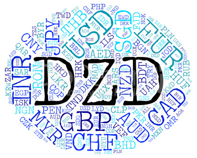 Dzd Currency Means Algerian Dinars And Banknote