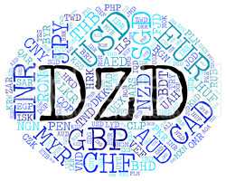 Dzd Currency Means Algerian Dinars And Banknote