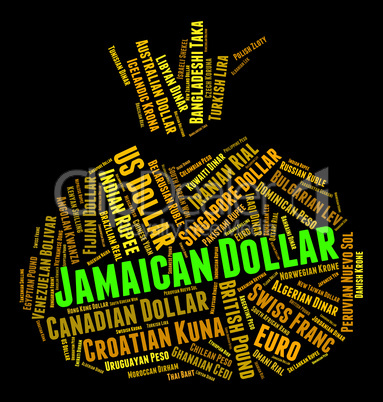 Jamaican Dollar Represents Currency Exchange And Coinage