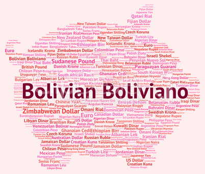 Bolivian Boliviano Indicates Exchange Rate And Banknotes