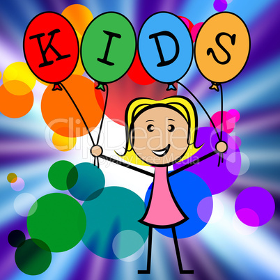 Kids Balloons Shows Youths Female And Youngster