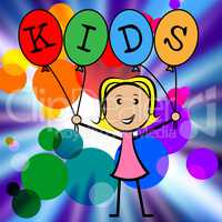 Kids Balloons Shows Youths Female And Youngster