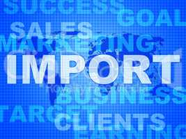 Import Words Represents Buy Abroad And Cargo