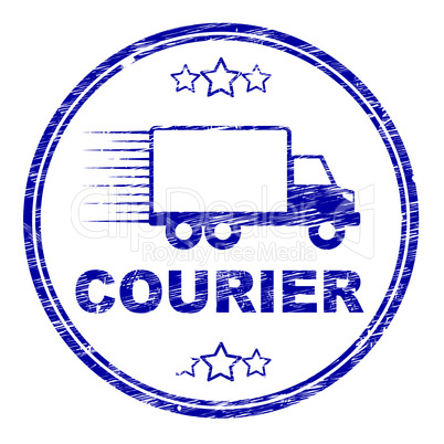 Courier Stamp Means Delivery Shipping And Transport