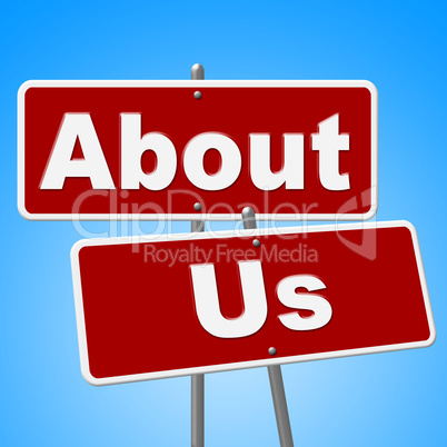 About Us Signs Represents Corporate Contact And Website