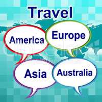 Travel Words Shows Traveller Travelled And Travels