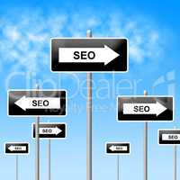 Seo Sign Shows World Wide Web And Network