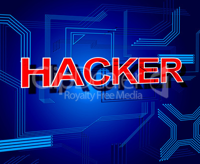 Hacker Sign Shows Spyware Unauthorized And Cyber
