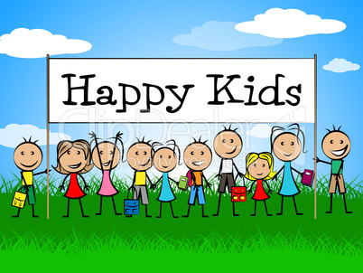 Happy Kids Banner Represents Jubilant Happiness And Child
