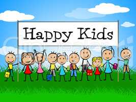 Happy Kids Banner Represents Jubilant Happiness And Child