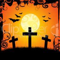 Halloween Graveyard Represents Trick Or Treat And Afterlife