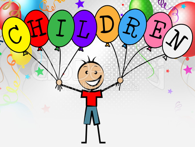 Children Balloons Represents Son Kids And Boy
