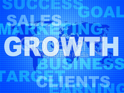 Growth Words Represents Advance Rising And Development