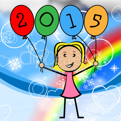 Twenty Fifteen Balloons Represents New Year And Kids