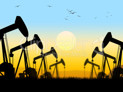 Oil Wells Shows Nonrenewable Fuel And Exploration