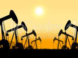 Oil Wells Represents Extract Refineries And Oilfield