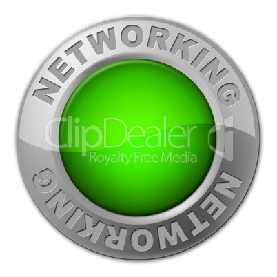 Networking Button Represents Social Media Marketing And Connected
